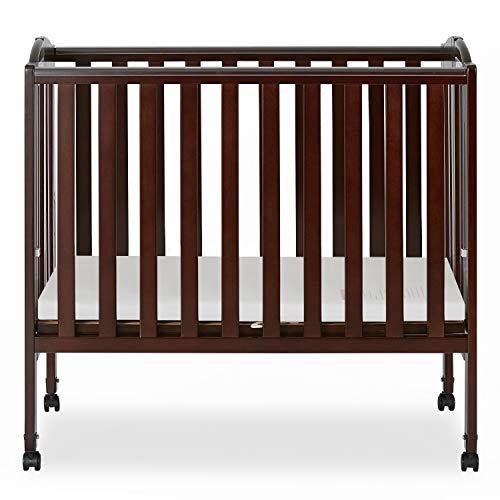 Dream On Me 2 in 1 Portable Folding Stationary Side Crib in Espresso, Greenguard Gold Certified 40x26x38 Inch (Pack of 1)