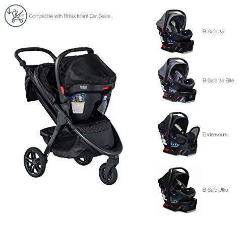Britax B-Free Stroller | All Terrain Tires + Adjustable Handlebar + Extra Storage with Front Access + One Hand, Easy Fold, Pewter