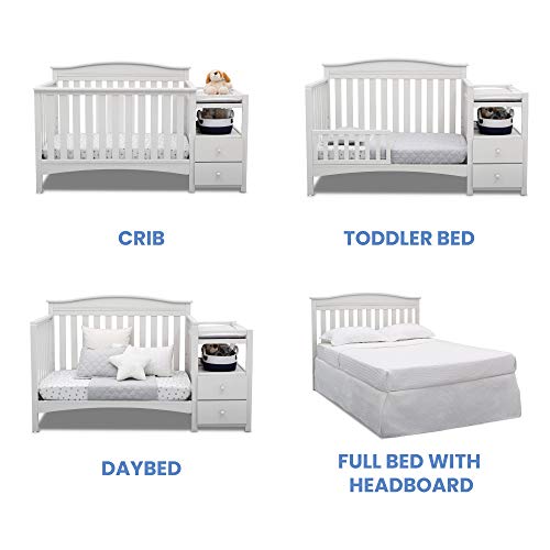 Delta Children Birkley 4-in-1 Convertible Crib and Changer - Greenguard Gold Certified, Bianca White