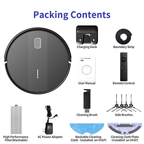 SYSPERL 2 in 1 Robot Vacuum and Mop, 2600Pa Robot Vacuum Cleaner with Mapping Technology, WiFi/Alexa/APP/Remote Control Self Charging Vacuum for Hardwood Floors, Carpet, Ideal for Pet Hair