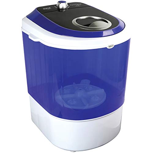 Pyle Upgraded Version Portable Washer - Top Loader Portable Laundry, Mini Washing Machine, Quiet Washer, Rotary Controller, 110V - For Compact Laundry, 4.5 Lbs. Capacity, Translucent Tubs - PUCWM11
