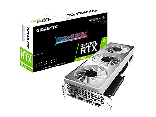 GIGABYTE GeForce RTX 3070 Vision OC 8G (REV2.0) Graphics Card, 3X WINDFORCE Fans, LHR, 8GB 256-bit GDDR6, GV-N3070VISION OC-8GD REV2.0 Video Card