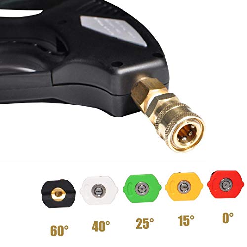 Pressure Washer Short Gun,Commercial Grade 5000 PSI / 10.5 GPM, Best for Gas Power Washer, 3/8" Swivel QC Plug 1/4" Quick Socket, with Spray Nozzle Tips