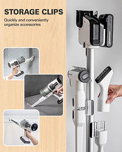 Greenworks 24V Brushless Cordless Stick Vacuum, Lightweight, Handheld, Pet, Anti-Allergen HEPA Filtration, Hard Floor, Carpet, Car, 4Ah Battery, and 30-Minute Charge Time (White)