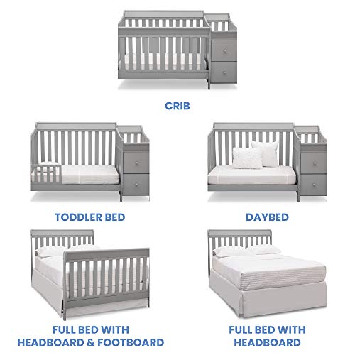Delta Children Bentley S 4in-1 Convertible Crib and Changer - Greenguard Gold Certified, Grey