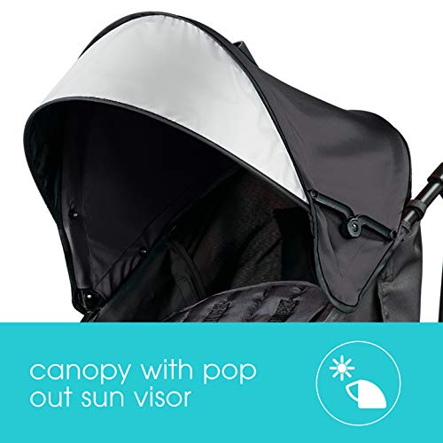 Summer 3Dlite Convenience Stroller, Jet Black - Lightweight Stroller with Aluminum Frame, Large Seat Area, 4 Position Recline, Extra Large Storage Basket - Infant Stroller for Travel and More