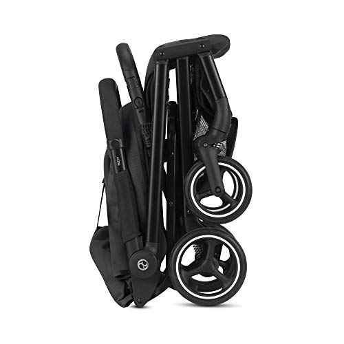 CYBEX Beezy Stroller, Lightweight Baby Stroller, Compact Fold, Compatible with All CYBEX Infant Seats, Stands for Storage, Easy to Carry, Multiple Recline Positions, Travel Stroller, Deep Black