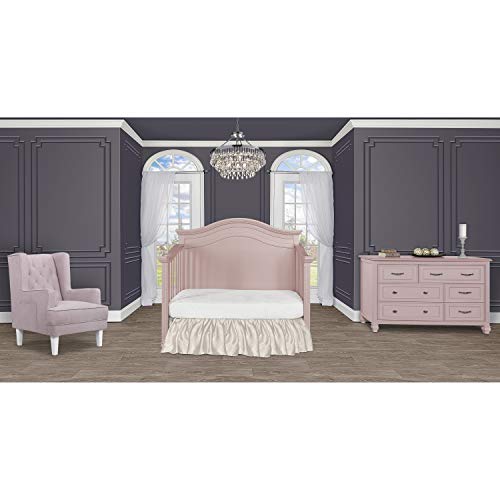 Evolur Madison 5-in-1 Curved Top Convertible Crib in Blush Pink
