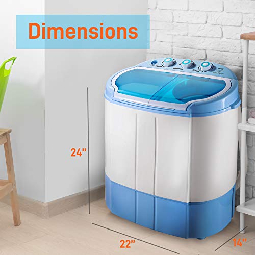 Upgraded Version Pyle Portable Washer & Spin Dryer, Mini Washing Machine & Amazon Basics Foldable Clothes Drying Laundry Rack - Chrome