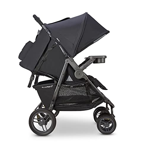 Joovy Scooter X2 with Tray, Double Stroller, Side by Side Stroller, Stroller for Twins, Large Storage Basket, Black