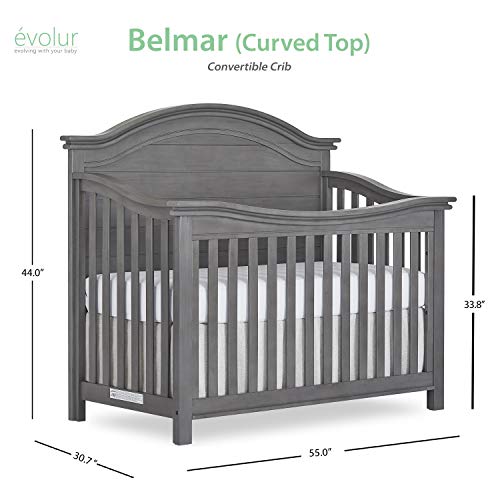 Evolur Belmar Curve 5-in-1 Convertible Crib in Rustic Grey
