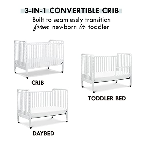 DaVinci Jenny Lind 3-in-1 Convertible Crib in White, Removable Wheels, Greenguard Gold