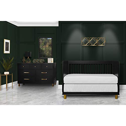 Evolur Loft Art Deco 3-in-1 Convertible Crib in Black, Greenguard Gold Certified, 54.75x30x45.5 Inch (Pack of 1)