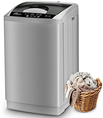 Full Automatic Washing Machine 1.8 Cuft, LifePlus Portable Washer 12lbs Capacity with Drain Pump, Faucet Adaptor, 8 Wash Programs Compact Laundry Washer and Spin Dryer for Apartments RV Dorms