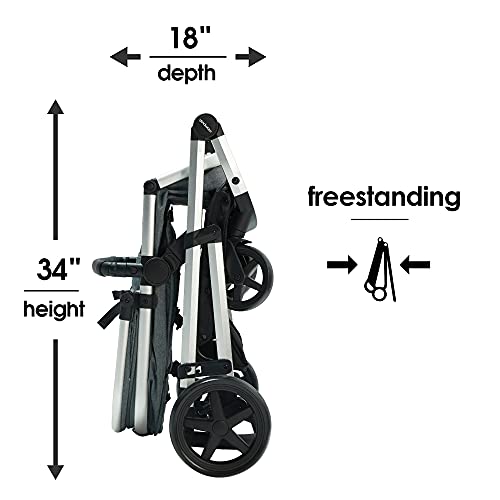 Mompush Meteor Next 2.0, 2-in-1 Baby Stroller with Bassinet Mode - Compatible with Major Infant Car Seat, Adapter Included - Stable Bassinet Stroller Combo, Full-Size Baby Strollers for Family Outings