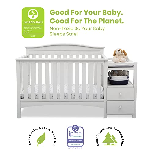 Delta Children Birkley 4-in-1 Convertible Crib and Changer - Greenguard Gold Certified, Bianca White