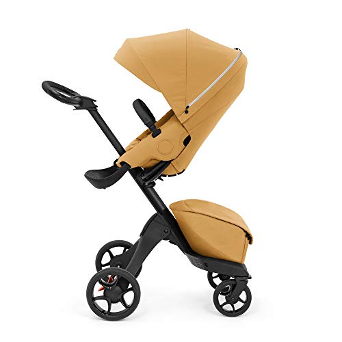 Stokke Xplory X, Golden Yellow - Luxury Stroller - Adjustable for Both Baby & Parents’ Comfort - Padding, Harness & Reflective Zipper for Added Safety - Folds in One Step