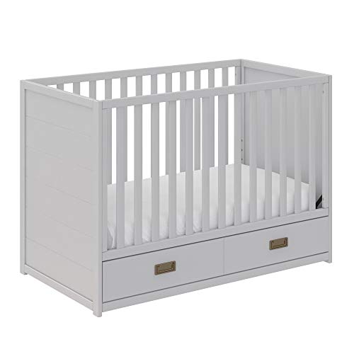 Little Seeds Haven 3-in-1 Convertible Storage Crib, Nursery, Dove Gray