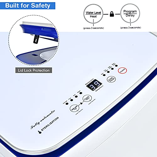 Giantex Portable Washing Machine, Full Automatic Washer and Dryer Combo with Heating Function, 8 Programs 3 Water Levels and Built-In Drain Pump, 2 In 1 Compact Laundry Washer for Apartment Dorm RV