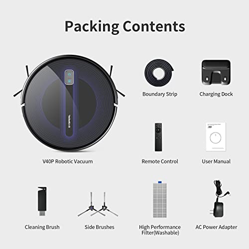 SYSPERL Robot Vacuum Cleaner,2600Pa Strong Suction Power Robotic Vacuums,Works with Alexa Remote WiFi App,Self-Charge Robotic Vacuum Cleaner,Robot Vacuum for Pet Hair,Medium-Pile Carpet, Hard Floor