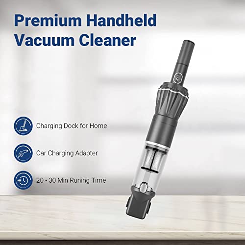 Handheld Vacuum Cleaner Cordless, Lightweight Portable Hand Vacuum with 12000Pa Brushless Motor, Rechargeable 2500mAh Battery, Quick Charging Dock & Car Charging Adapter for Home and Car Cleaning