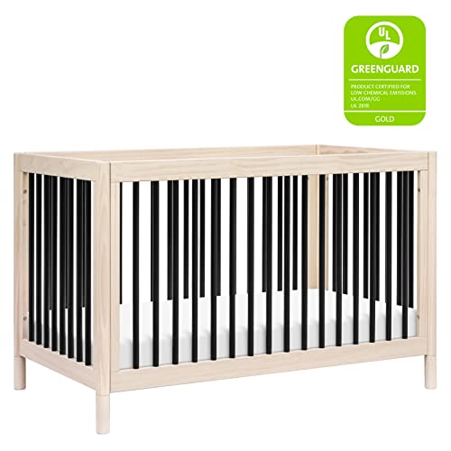 Babyletto Gelato 4-in-1 Convertible Crib with Toddler Bed Conversion in Washed Natural and Black, Greenguard Gold Certified