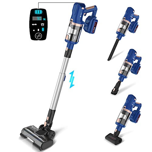 UMLo Cordless Vacuum Cleaner with LED Dsiplay, Up to 60min Runtime, 300W 28Kpa Suction Stick Vacuum, 4000mAh Rechargeable Vacuum, 8 in 1 Lightweight Vacuum for Pet Hair Carpet Hard Floor,V111 Plus