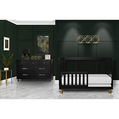Evolur Loft Art Deco 3-in-1 Convertible Crib in Black, Greenguard Gold Certified, 54.75x30x45.5 Inch (Pack of 1)