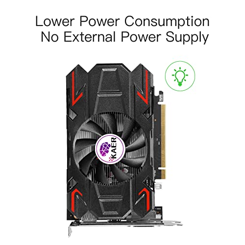 KAER AMD Radeon RX 550 4GB GDDR5 PC Gaming Video Graphics Card 3 Monitors of DP HDMI DVI-D 128-Bit DirectX 12 PCI Express 3.0 X8, 4K Gaming computer Video Cards GPU