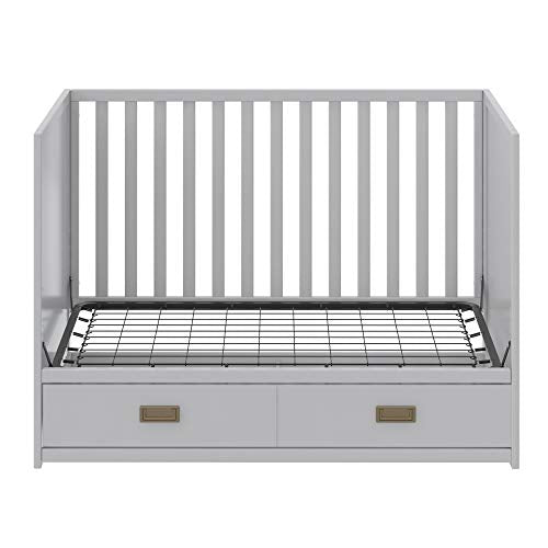 Little Seeds Haven 3-in-1 Convertible Storage Crib, Nursery, Dove Gray