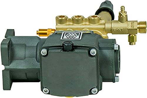 AAA 90037 Horizontal Triplex Plunger Replacement Pressure Washer Pump Kit, 3700 PSI, 2.5 GPM, 3/4" Shaft, Includes Hardware and Siphon Tube, for Industrial Gas Powered Machines, Black