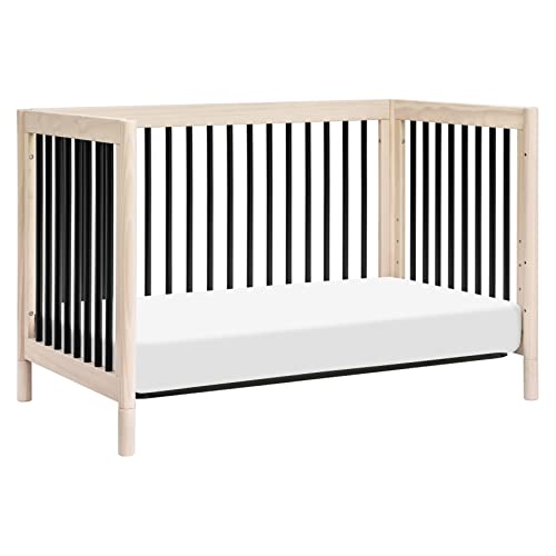 Babyletto Gelato 4-in-1 Convertible Crib with Toddler Bed Conversion in Washed Natural and Black, Greenguard Gold Certified