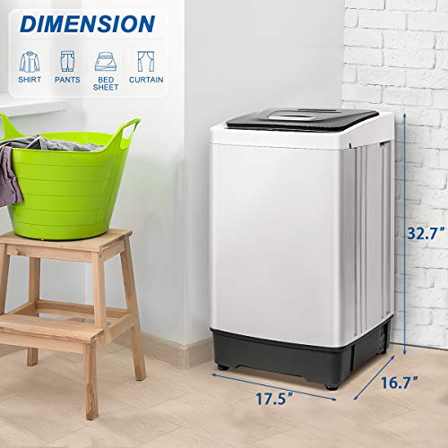 Full Automatic Portable Washing Machine, 15 lbs Washer and Dryer Combo, Small 2 in 1 Laundry Clothes Washer with Drain Pump, Wheels, LED Display for Apartment, Camping, Rv, Sink