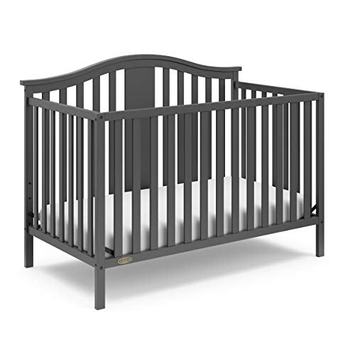 Graco Solano 5-in-1 Convertible Crib (Gray) – Converts from Baby Crib to Toddler Bed, Daybed and Full-Size Bed, Fits Standard Full-Size Crib Mattress, Adjustable Mattress Support Base