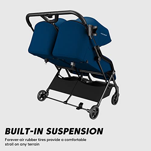 Mompush Lithe Double Stroller Side by Side For Growing Families - Cozy Compact Twin Stroller - Travel Ready Side by Side Stroller for Memorable Outings - Lightweight Double Stroller Infant and Toddler
