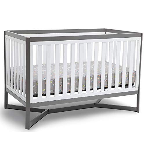 Delta Children Tribeca 4-in-1 Baby Convertible Crib, Greenguard Gold Certified, White/Grey