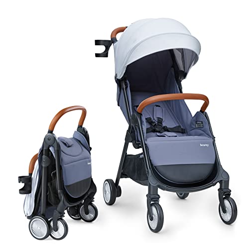 besrey Lightweight Baby Stroller, Travel Stroller with One-Hand Easy Fold, Full-Size Waterproof Canopy, Compact Stroller with Large Cup Holder|Shock-Absorbing Wheel, Toddler Stroller for 6-36