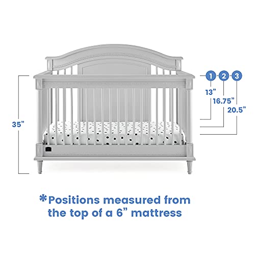 Simmons Kids Juliette 6-in-1 Convertible Crib with Toddler Rail, Greenguard Gold Certified, Moonstruck Grey