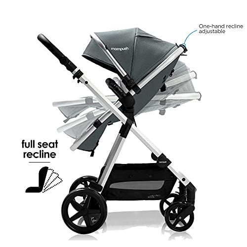 Mompush Meteor Next 2.0, 2-in-1 Baby Stroller with Bassinet Mode - Compatible with Major Infant Car Seat, Adapter Included - Stable Bassinet Stroller Combo, Full-Size Baby Strollers for Family Outings