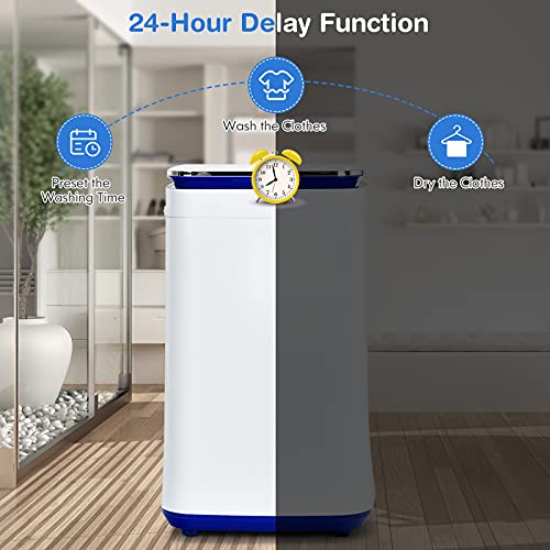 Giantex Portable Washing Machine, Full Automatic Washer and Dryer Combo with Heating Function, 8 Programs 3 Water Levels and Built-In Drain Pump, 2 In 1 Compact Laundry Washer for Apartment Dorm RV
