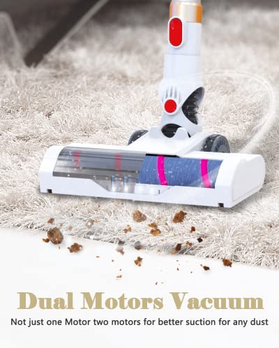 Cordless Vacuum Cleaner, 22Kpa Powerful Suction Cordless Stick Vacuum Cleaner, Up to 45min Runtime, 5-in-1 Efficient Cleaning with Powerful Motor Lightweight Vacuum for Carpet Hard Floor & Pet Hair