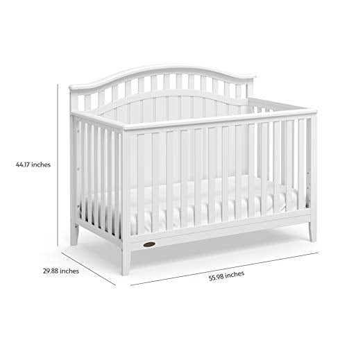 Graco Harper 5-in-1 Convertible Crib (White) - Converts from Baby Crib to Toddler Bed, Daybed and Full-Size Bed, Fits Standard Full-Size Crib Mattress, Adjustable Mattress Support Base