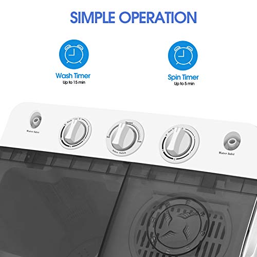 Portable Washing Machine Spin Dryer Compact Twin Durable Sturdy Heavy Duty Versatile 17 pound Capacity for Home Apartment Washer Combo Laundry Room Indoor Outdoor Clothes Household Hotel Dorm