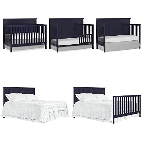 Dream On Me Alexa 5 in 1 Convertible Crib in Navy, Greenguard Gold Certified