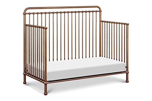 Million Dollar Baby Classic Winston 4-in-1 Convertible Metal Crib in Vintage Gold, Greenguard Gold Certified
