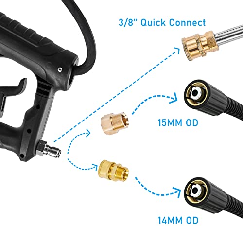 Tool Daily 20 FT Pressure Washer Extension Wand, Telescoping Power Washer Wand, Gutter Power Washer Attachment, Double Support Belt, 5 Spray Nozzle Tips and 2 Adapters, 4000 PSI