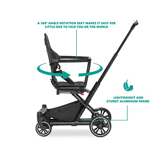 Dream On Me Drift Rider Stroller in Black, Sturdy Design, 360 Angle Rotation, Compact Folding, Soft Ride Wheels