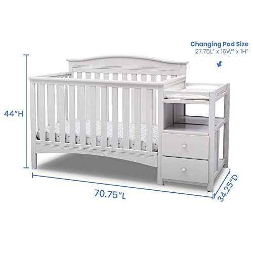 Delta Children Birkley 4-in-1 Convertible Crib and Changer - Greenguard Gold Certified, Bianca White
