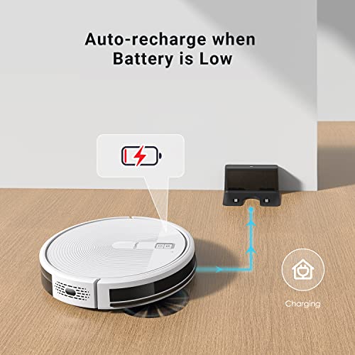 Thamtu G10 Robot Vacuum with 2700Pa Strong Suction, Super-Thin Robotic Vacuum Cleaner, Compatible with Alexa, Clean Schedule, Self-Charging, Ideal for Pet Hair, Hard Floor, Medium-Pile Carpet (White)