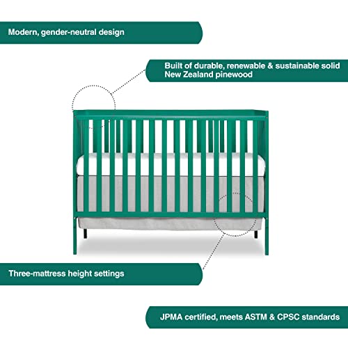 Dream On Me Synergy 5-in-1 Convertible Crib in Emerald, Greenguard Gold Certified